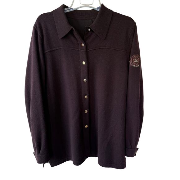 St. John Sport by Marie Gray Sweaters - St. John Sport Brown Cashmere Gold tone buttondown sweater size 2X